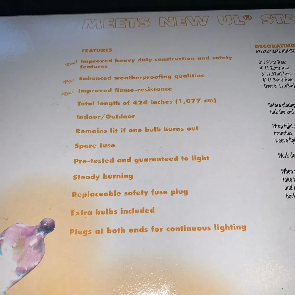 SEASONAL SPECIALITIES  100 INDOOR/OUTDOOR END TO END MINI LIGHT SET VINTAGE 1998